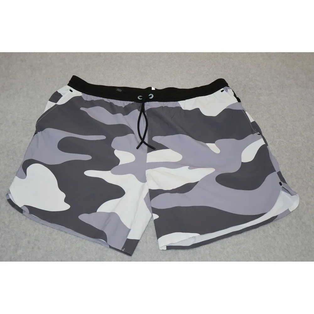 Greyson Lined Gym Shorts Stretch Mens 2XL Gray Camo Gym Workout 6.5 Inseam
